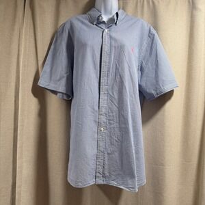 Ralph Lauren Men's XXL Short Sleeve Striped Seersucker Button Down Shirt‎